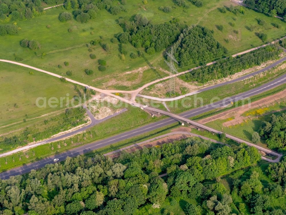 Gelsenkirchen from above - Road bridge construction along the Hattinger Strasse in Gelsenkirchen in the state North Rhine-Westphalia, Germany