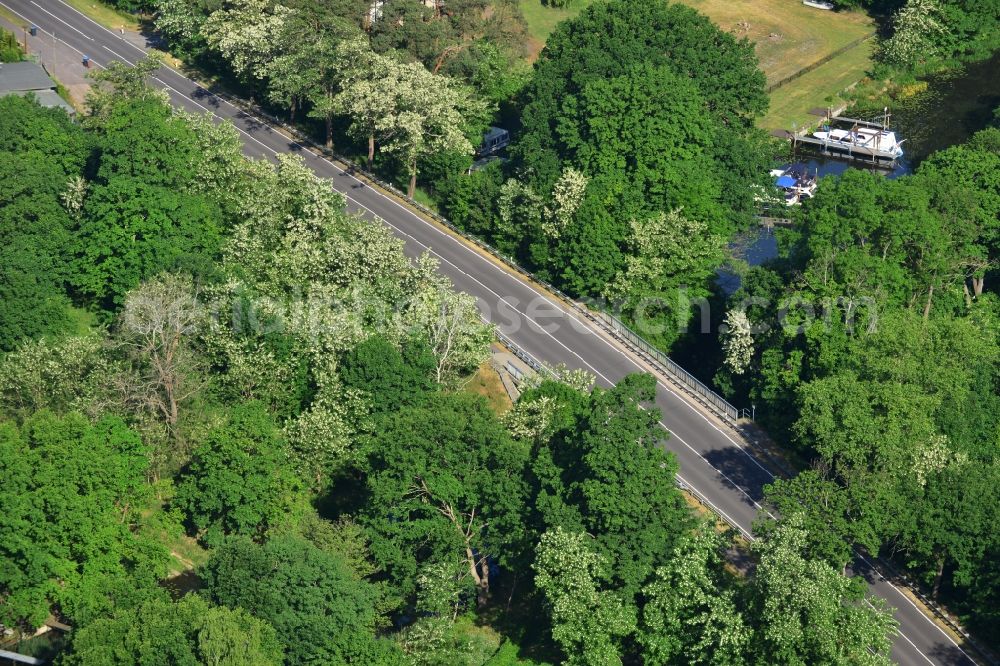 Dunkelforth from above - Road bridge construction along the Landstrasse - Bundesstrasse B1 in Dunkelforth in the state Saxony-Anhalt