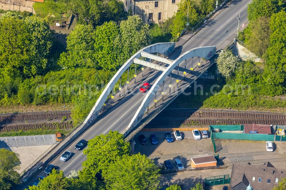 Witten from the bird's eye view: Road bridge construction along the Wittener Strasse in the district Herbede in Witten in the state North Rhine-Westphalia, Germany