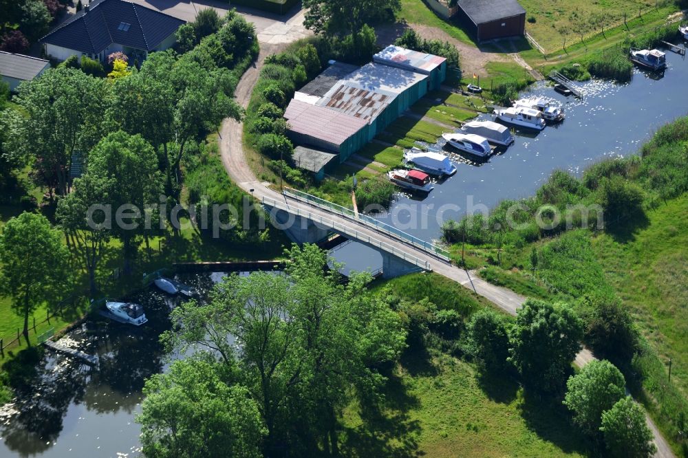 Genthin from above - Road bridge construction along the Banks of the connecting channel at Inselweg in Genthin in the state Saxony-Anhalt