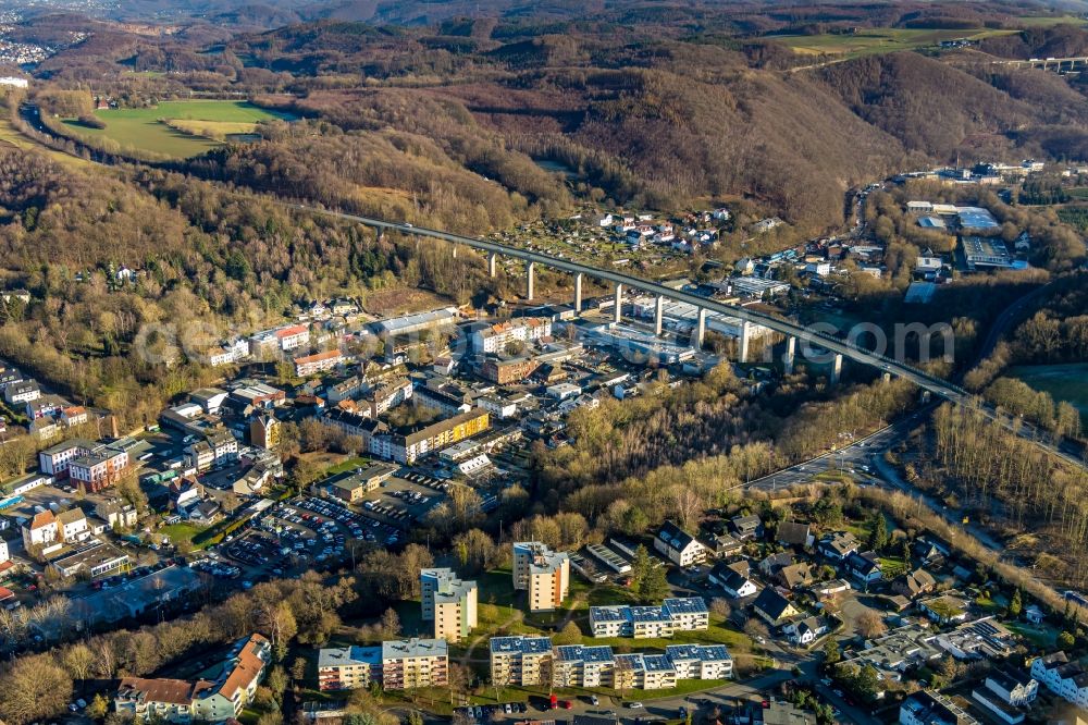 Aerial image Hagen - Road bridge construction along the Volmeabstieg in Hagen in the state North Rhine-Westphalia, Germany