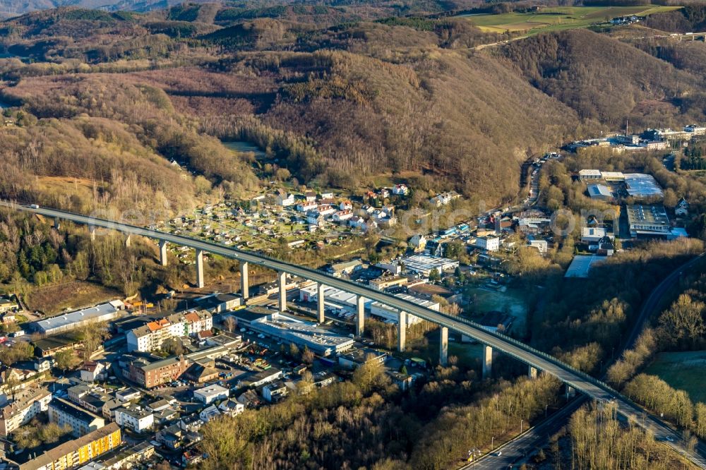 Aerial photograph Hagen - Road bridge construction along the Volmeabstieg in Hagen in the state North Rhine-Westphalia, Germany