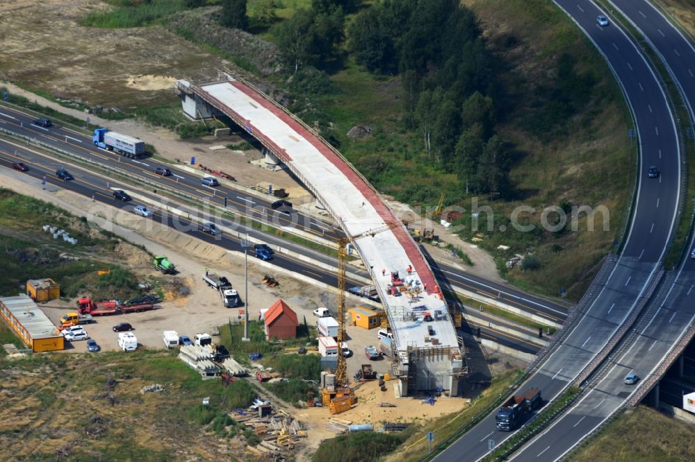 Aerial photograph Groß Ziethen - Construction site of the junction Havelland at the motorway A10 and A24 in the state Brandenburg