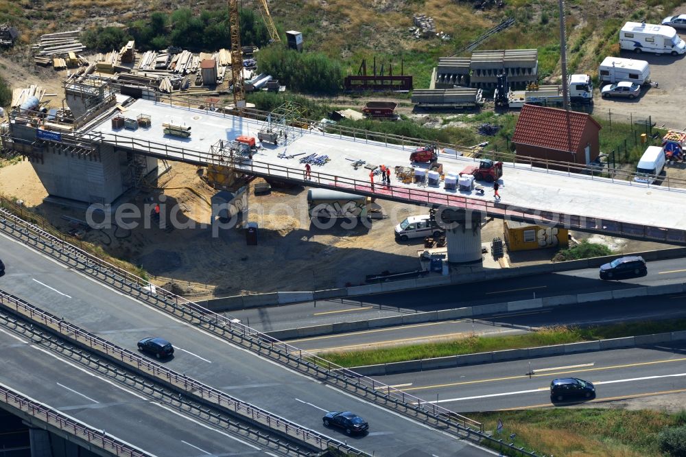 Groß Ziethen from above - Construction site of the junction Havelland at the motorway A10 and A24 in the state Brandenburg