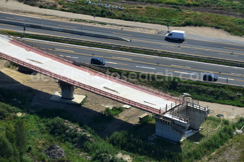 Aerial image Groß Ziethen - Construction site of the junction Havelland at the motorway A10 and A24 in the state Brandenburg