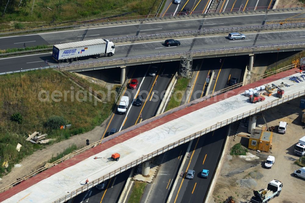 Aerial image Groß Ziethen - Construction site of the junction Havelland at the motorway A10 and A24 in the state Brandenburg