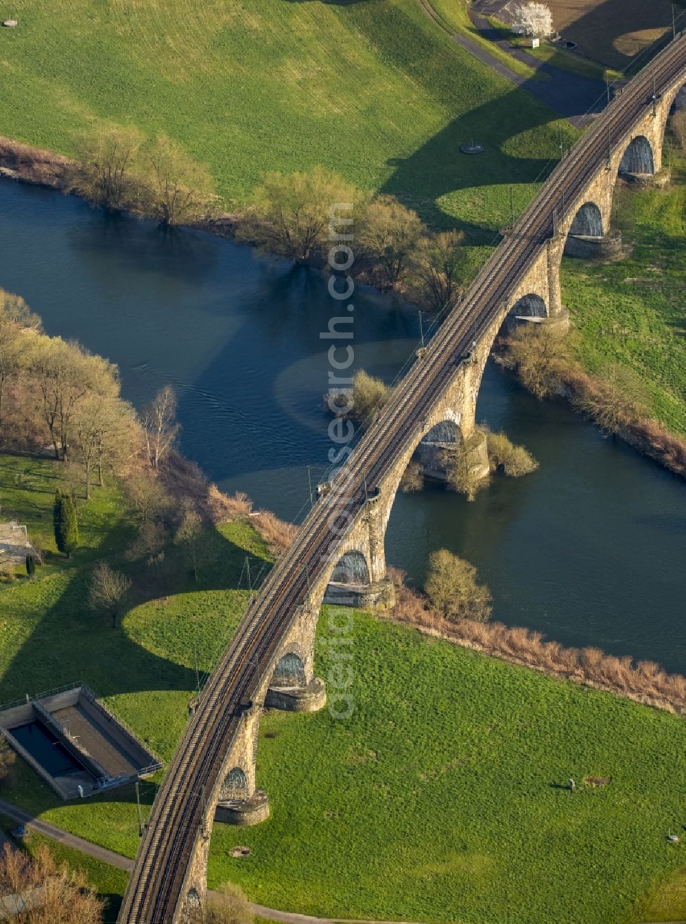 Witten from the bird's eye view: Bridge structure of ruhr viaduct nearWitten in the state North Rhine-Westphalia