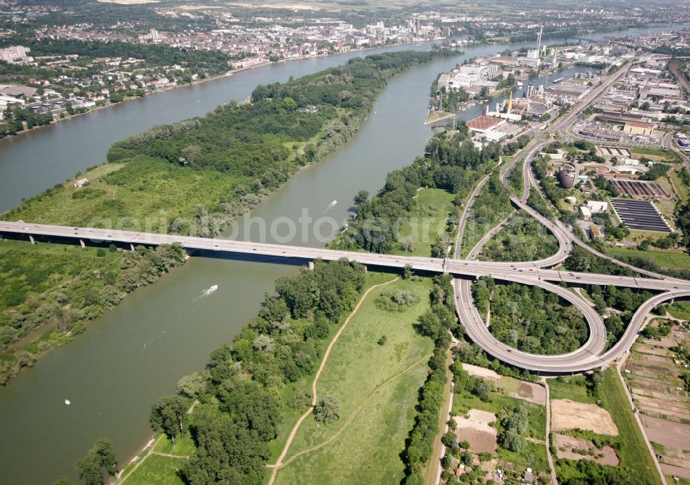 Aerial image Mainz Mombach - Highway A 642 between Mainz Mombach in Rhineland Palatinate and Wiesbaden Schierstein