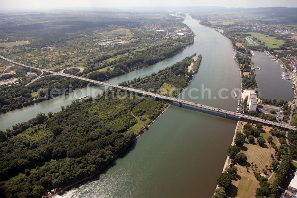 Aerial image Mainz Mombach - Highway A 642 between Mainz Mombach in Rhineland Palatinate and Wiesbaden Schierstein