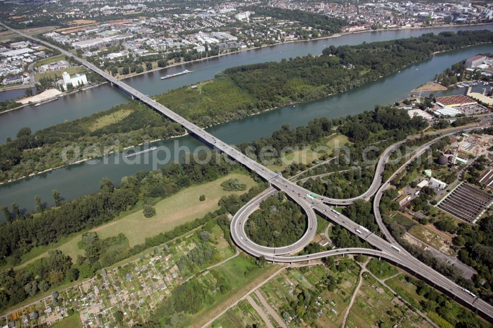 Aerial photograph Mainz Mombach - Highway A 642 between Mainz Mombach in Rhineland Palatinate and Wiesbaden Schierstein