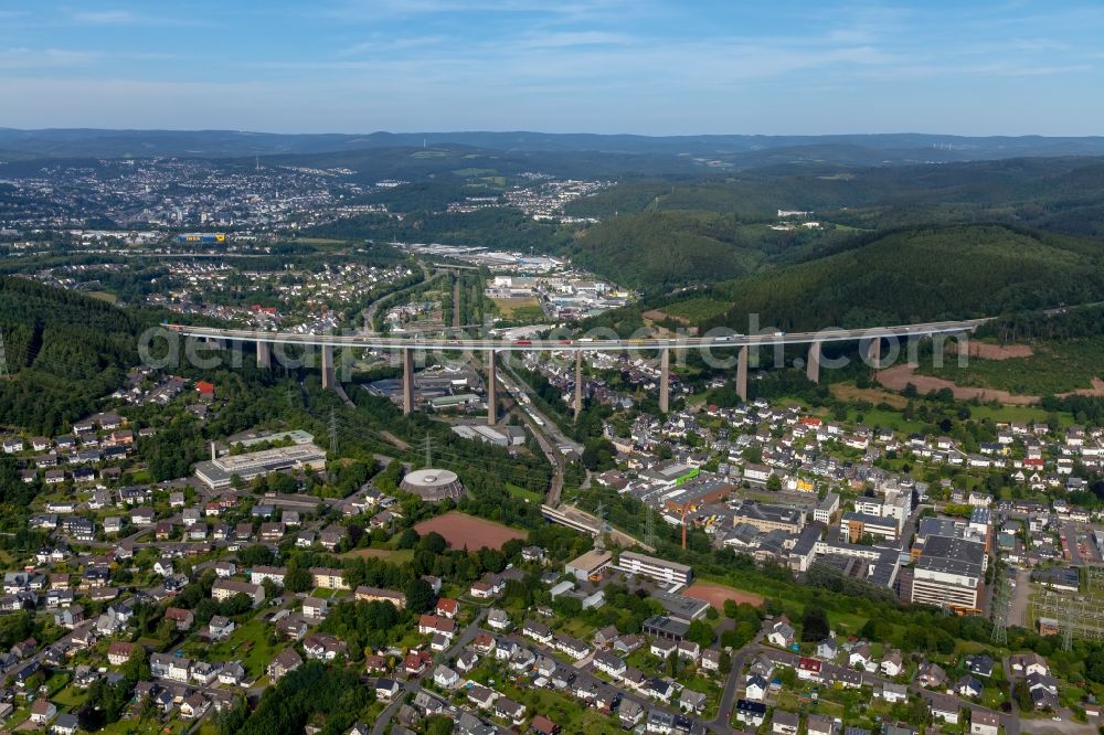 Aerial photograph Siegen - Road bridge construction as part of the european route E40 / federal motorway A45 in Siegen in the state North Rhine-Westphalia