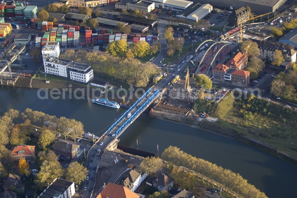 Duisburg from above - Bridge construction on Vincke banks in Duisburg in the Ruhr area in North Rhine-Westphalia