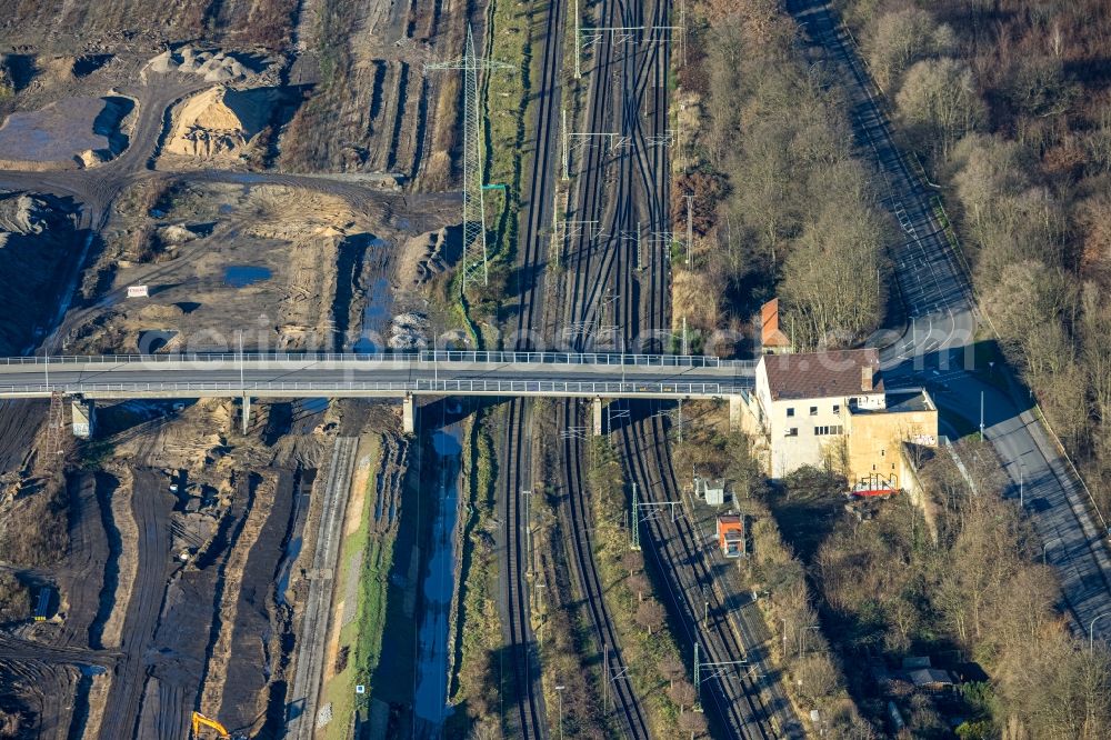 Aerial image Duisburg - Road bridge construction Wedauer Bruecke in the district Wedau in the district Neudorf-Sued in Duisburg at Ruhrgebiet in the state North Rhine-Westphalia, Germany