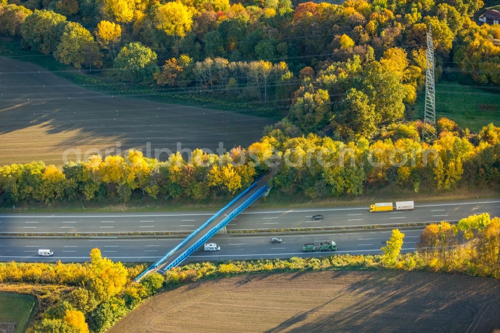 Witten from above - Road bridge construction to overbridge the federal road A44 in Witten in the state North Rhine-Westphalia