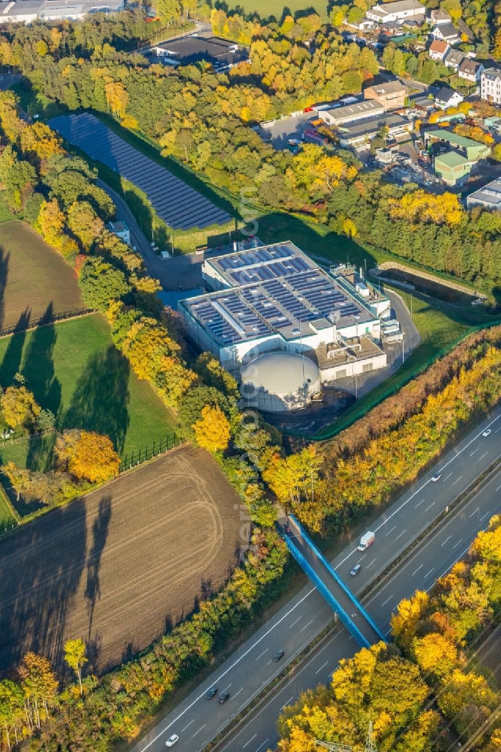 Witten from above - Road bridge construction to overbridge the federal road A44 in Witten in the state North Rhine-Westphalia