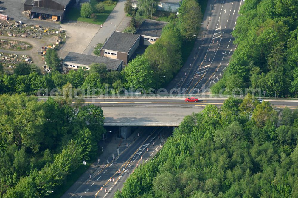 Goslar from above - Blick auf den Neubau von Brücken entlang der Immenröder Strasse / an der Abfahrt der Bundesfernstrasse B 6 / B241 durch die EUROVIA Gruppe. View of the construction of new bridges along the B6 motorway in Goslar of the EUROVIA group.