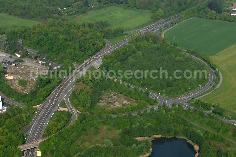 Goslar from above - Blick auf den Neubau von Brücken entlang der Immenröder Strasse / an der Abfahrt der Bundesfernstrasse B 6 / B241 durch die EUROVIA Gruppe. View of the construction of new bridges along the B6 motorway in Goslar of the EUROVIA group.