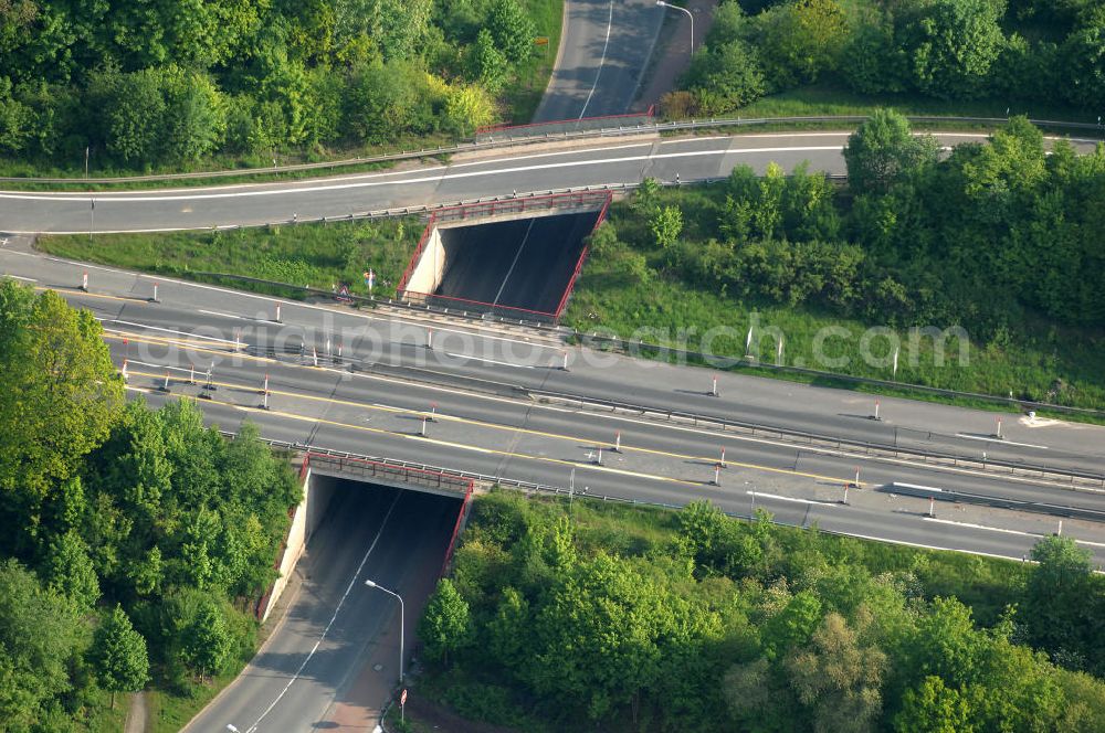 Goslar from above - Blick auf den Neubau von Brücken entlang der Immenröder Strasse / an der Abfahrt der Bundesfernstrasse B 6 / B241 durch die EUROVIA Gruppe. View of the construction of new bridges along the B6 motorway in Goslar of the EUROVIA group.