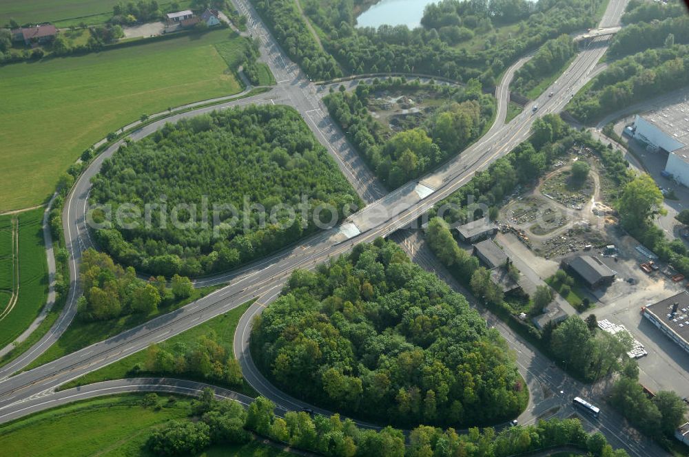 Aerial image Goslar - Blick auf den Neubau von Brücken entlang der Immenröder Strasse / an der Abfahrt der Bundesfernstrasse B 6 / B241 durch die EUROVIA Gruppe. View of the construction of new bridges along the B6 motorway in Goslar of the EUROVIA group.