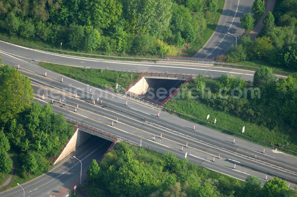 Aerial photograph Goslar - Blick auf den Neubau von Brücken entlang der Immenröder Strasse / an der Abfahrt der Bundesfernstrasse B 6 / B241 durch die EUROVIA Gruppe. View of the construction of new bridges along the B6 motorway in Goslar of the EUROVIA group.