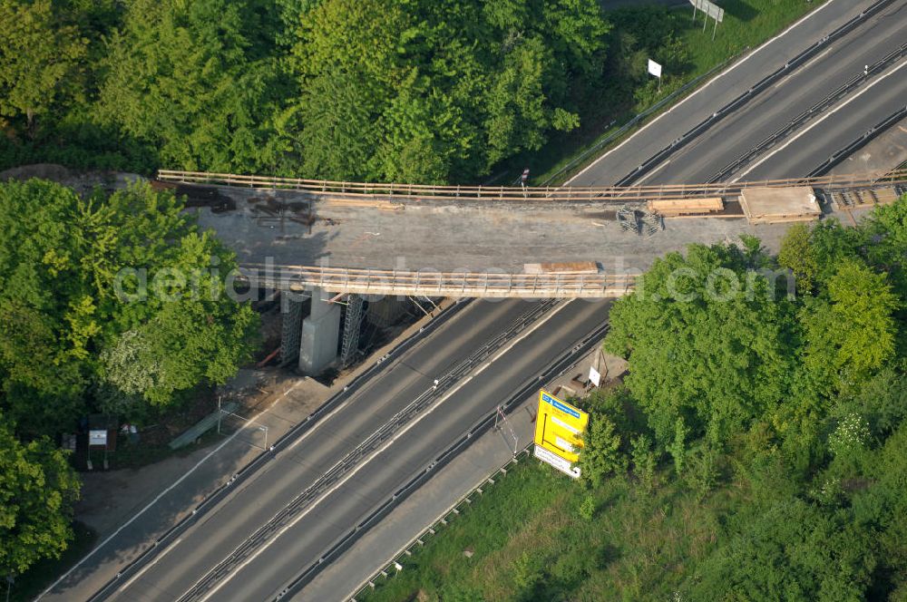 Goslar from above - Blick auf den Neubau von Brücken entlang der Immenröder Strasse / an der Abfahrt der Bundesfernstrasse B 6 / B241 durch die EUROVIA Gruppe. View of the construction of new bridges along the B6 motorway in Goslar of the EUROVIA group.