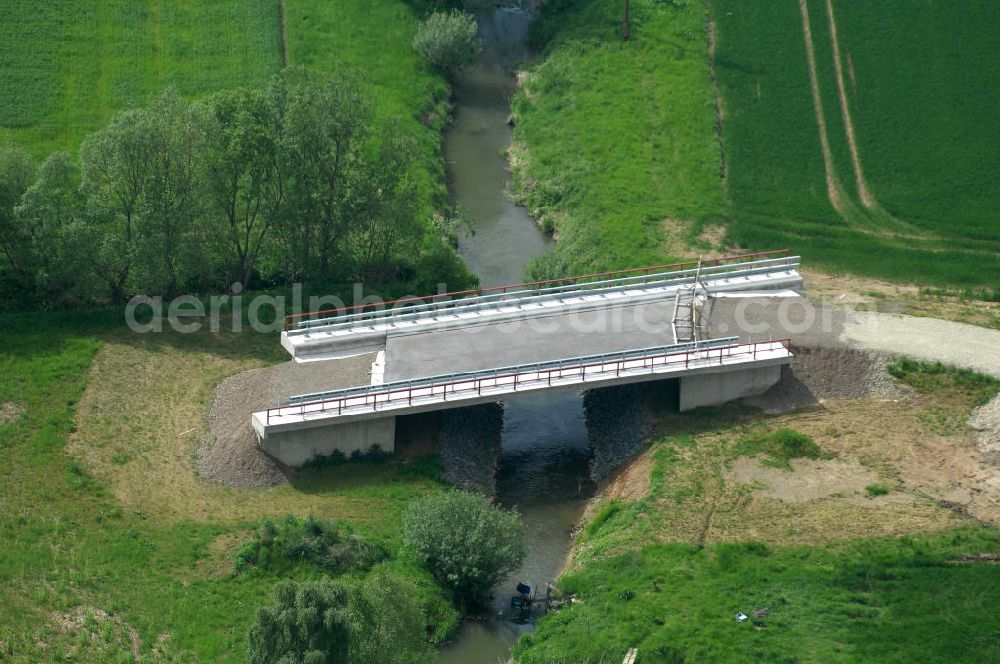 Sebexen from the bird's eye view: Blick auf Brückenneubauten entlang der neuen Ortsumgehung Sebexen - Osterbruch in Niedersachsen durch die EUROVIA Gruppe. View new bridges along the new bypass street of Sebexen - Osterbruch in Lower Saxony by the EUROVIA group.