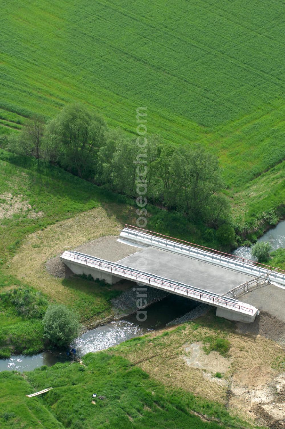 Aerial image Sebexen - Blick auf Brückenneubauten entlang der neuen Ortsumgehung Sebexen - Osterbruch in Niedersachsen durch die EUROVIA Gruppe. View new bridges along the new bypass street of Sebexen - Osterbruch in Lower Saxony by the EUROVIA group.