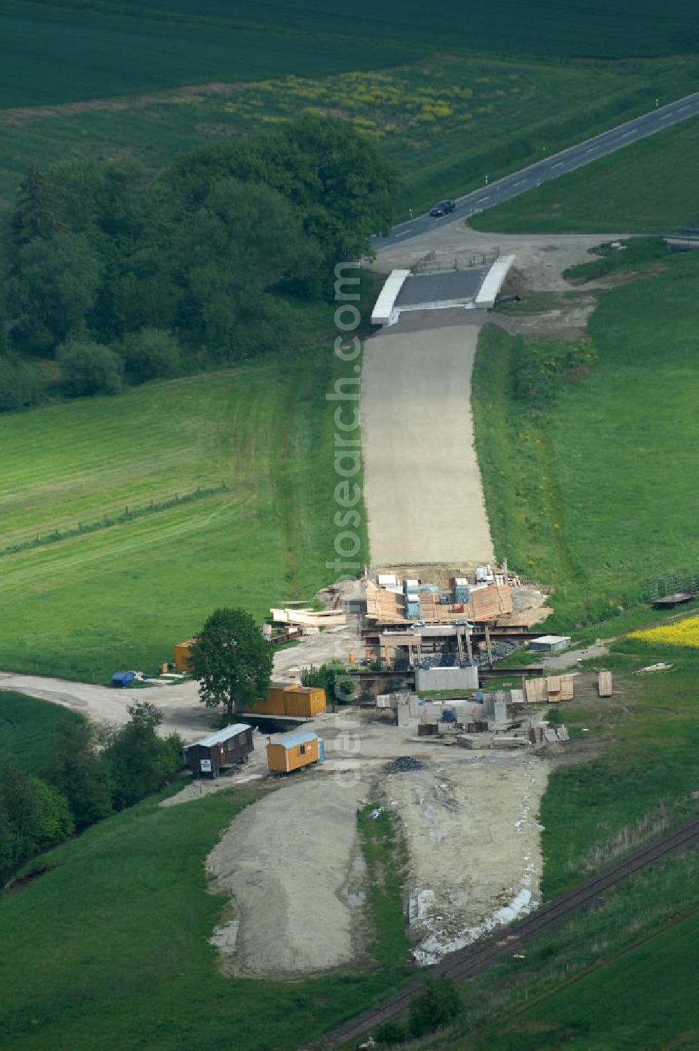 Aerial image Sebexen - Blick auf Brückenneubauten entlang der neuen Ortsumgehung Sebexen - Osterbruch in Niedersachsen durch die EUROVIA Gruppe. View new bridges along the new bypass street of Sebexen - Osterbruch in Lower Saxony by the EUROVIA group.