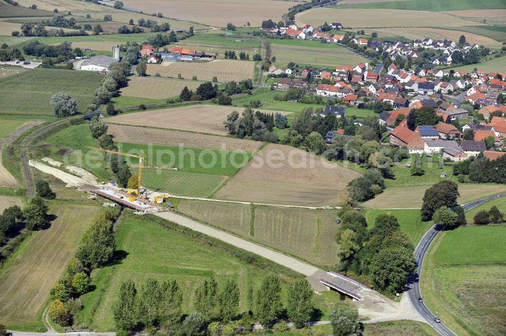 Sebexen from above - Blick auf Brückenneubauten entlang der neuen Ortsumgehung Sebexen - Osterbruch in Niedersachsen durch die EUROVIA Gruppe. View new bridges along the new bypass street of Sebexen - Osterbruch in Lower Saxony by the EUROVIA group.