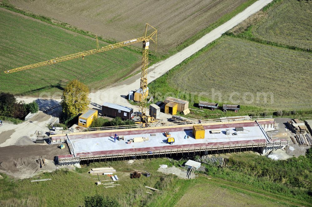 Aerial image Sebexen - Blick auf Brückenneubauten entlang der neuen Ortsumgehung Sebexen - Osterbruch in Niedersachsen durch die EUROVIA Gruppe. View new bridges along the new bypass street of Sebexen - Osterbruch in Lower Saxony by the EUROVIA group.