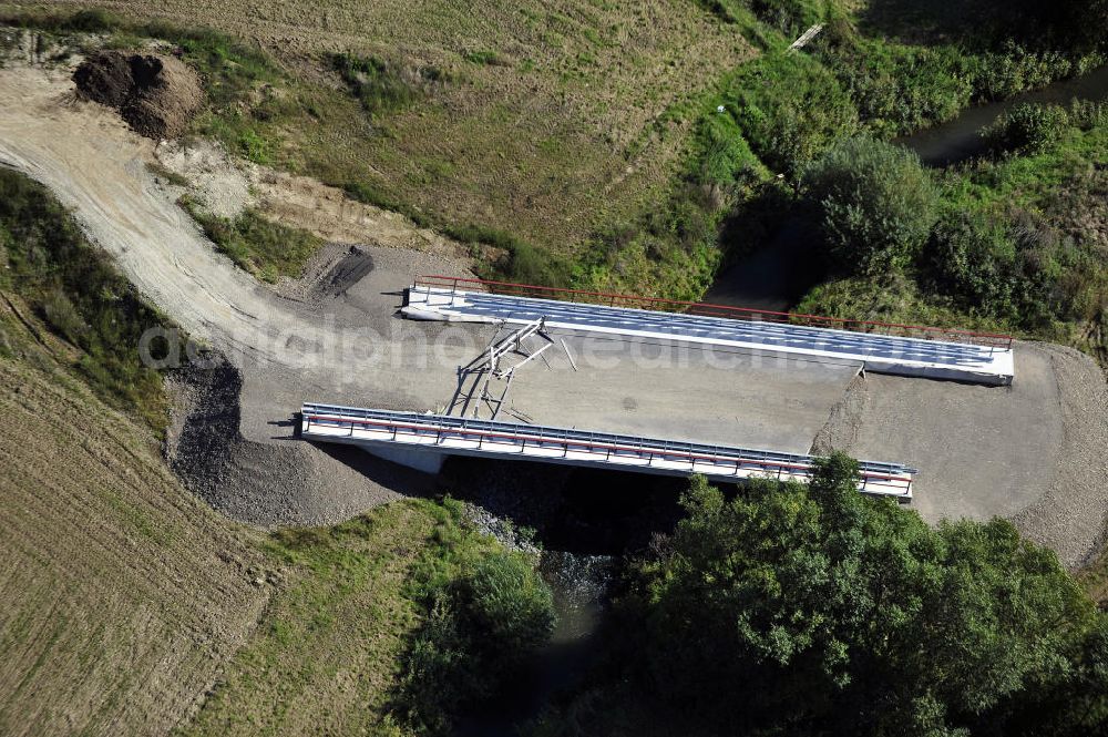 Aerial image Sebexen - Blick auf Brückenneubauten entlang der neuen Ortsumgehung Sebexen - Osterbruch in Niedersachsen durch die EUROVIA Gruppe. View new bridges along the new bypass street of Sebexen - Osterbruch in Lower Saxony by the EUROVIA group.