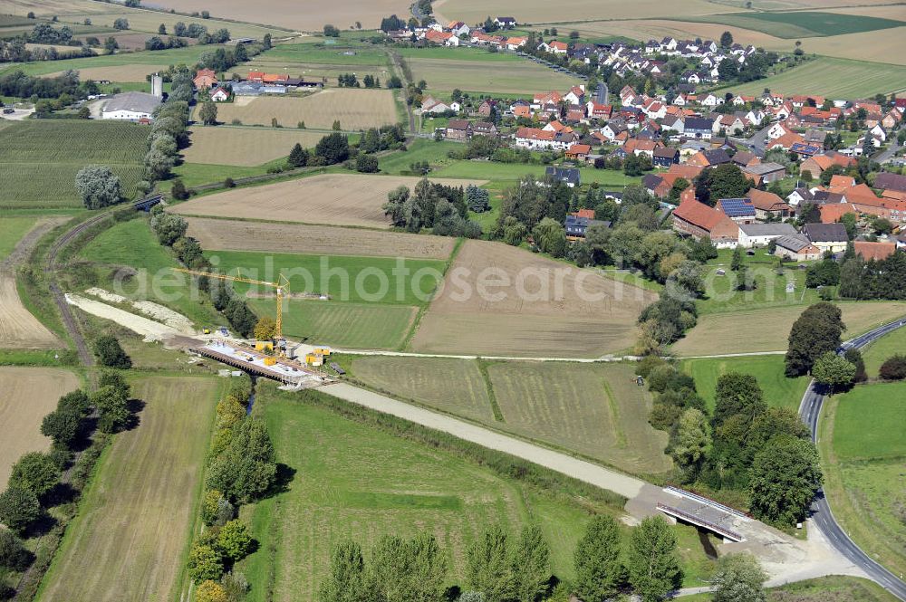 Aerial photograph Sebexen - Blick auf Brückenneubauten entlang der neuen Ortsumgehung Sebexen - Osterbruch in Niedersachsen durch die EUROVIA Gruppe. View new bridges along the new bypass street of Sebexen - Osterbruch in Lower Saxony by the EUROVIA group.