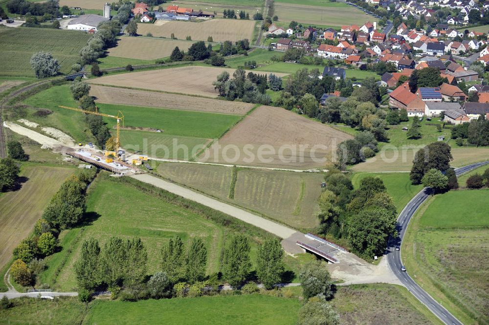 Sebexen from above - Blick auf Brückenneubauten entlang der neuen Ortsumgehung Sebexen - Osterbruch in Niedersachsen durch die EUROVIA Gruppe. View new bridges along the new bypass street of Sebexen - Osterbruch in Lower Saxony by the EUROVIA group.