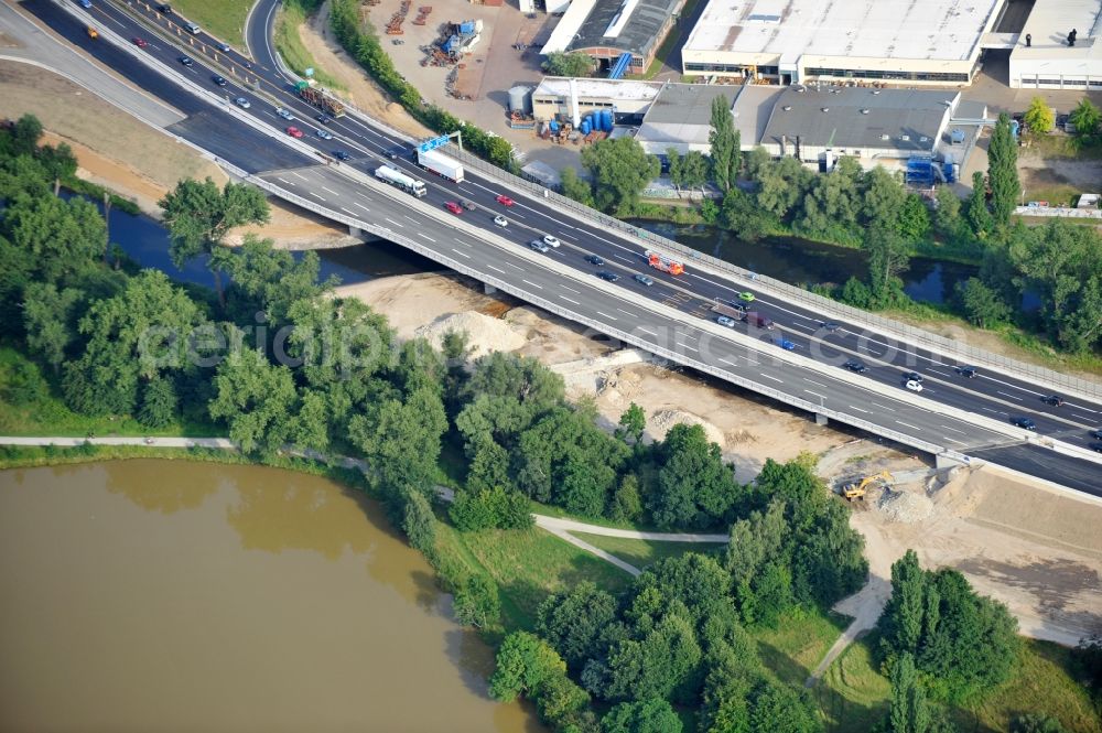 Braunschweig from above - View of the implementation and expansion of the motorway junction Brunswick-southwest along the freeway A29 / A 395 in Lower Saxony. The construction company EUROVIA built here are some new bridges. Owner is the Lower Saxony state authorities for road construction and transport