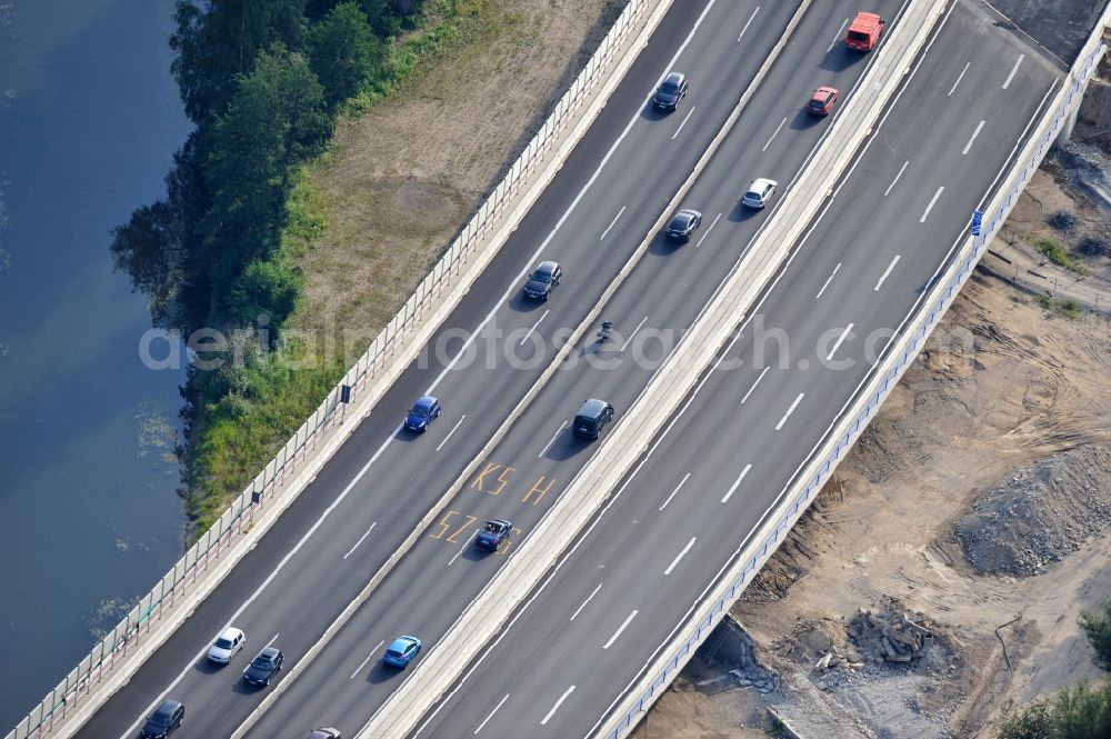 Braunschweig from above - View of the implementation and expansion of the motorway junction Brunswick-southwest along the freeway A29 / A 395 in Lower Saxony. The construction company EUROVIA built here are some new bridges. Owner is the Lower Saxony state authorities for road construction and transport