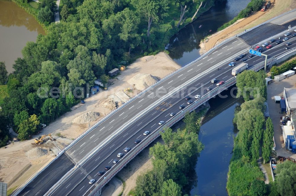 Aerial image Braunschweig - View of the implementation and expansion of the motorway junction Brunswick-southwest along the freeway A29 / A 395 in Lower Saxony. The construction company EUROVIA built here are some new bridges. Owner is the Lower Saxony state authorities for road construction and transport