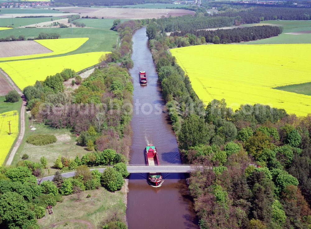 Zerben / Sachsen-Anhalt from above - Brückenneubau westlich der Schleuse Zerben am Elbe-Havel-Kanal. Ein Projekt des Wasserstraßenneubauamtes Magdeburg