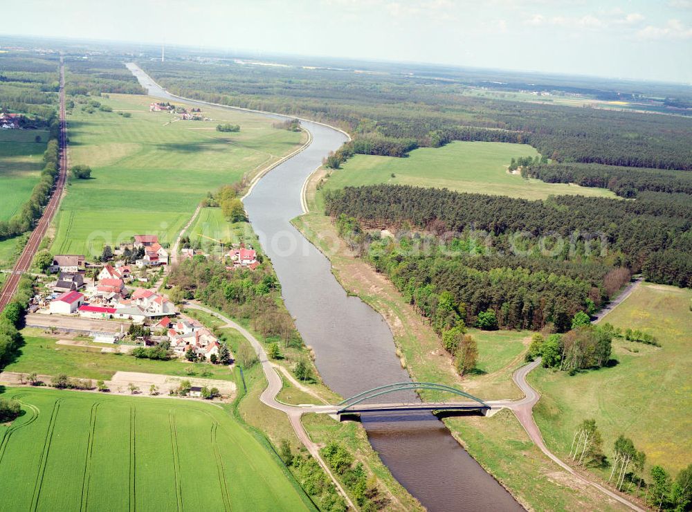 Aerial photograph Wusterwitz / BRB - Brückenneubau westlich von Wusterwitz am Elbe-Havel-Kanal im Rahmen von Ausgleichs- und Ersatzmaßnahmen am Wasserstraßenkreuz Magdeburg / Elbe-Havel-Kanal. Ein Projekt des Wasserstraßenneubauamtes Magdeburg