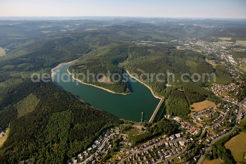 Hilchenbach from the bird's eye view: View of the Breitenbachtalsperre in Hilchenbach in the state of North Rhine-Westphalia