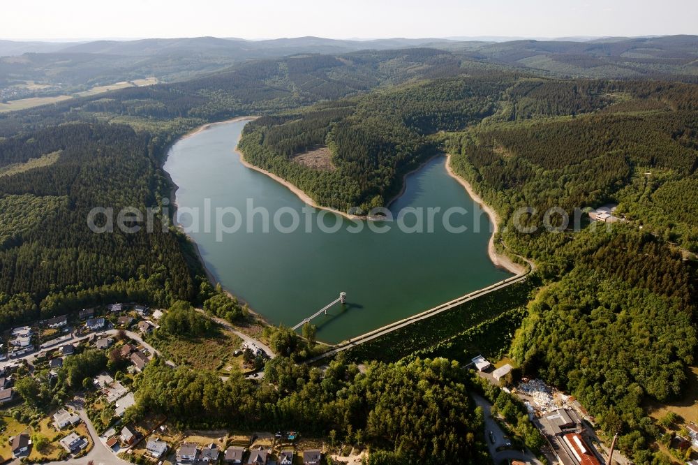 Aerial photograph Hilchenbach - View of the Breitenbachtalsperre in Hilchenbach in the state of North Rhine-Westphalia