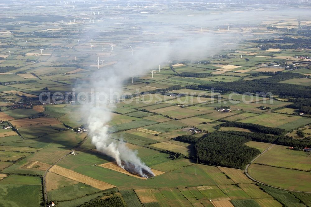 Langenhorn from above - Burning cornfield in Langenhorn in the state of Schleswig-Holstein