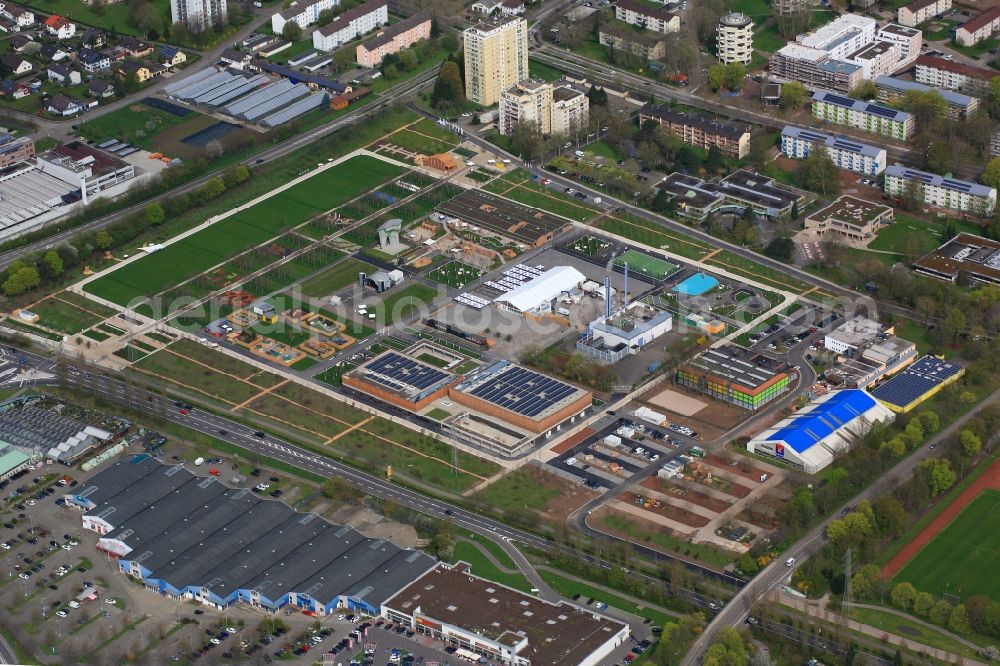 Lahr/Schwarzwald from the bird's eye view: Exhibition grounds and park areas of the horticultural show Landesgartenschau 2018 in Lahr/Schwarzwald in the state Baden-Wuerttemberg, Germany