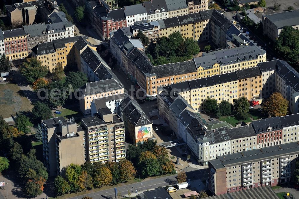 Chemnitz from above - Bruehl - quarter in the north of the city center of Chemnitz in Saxony