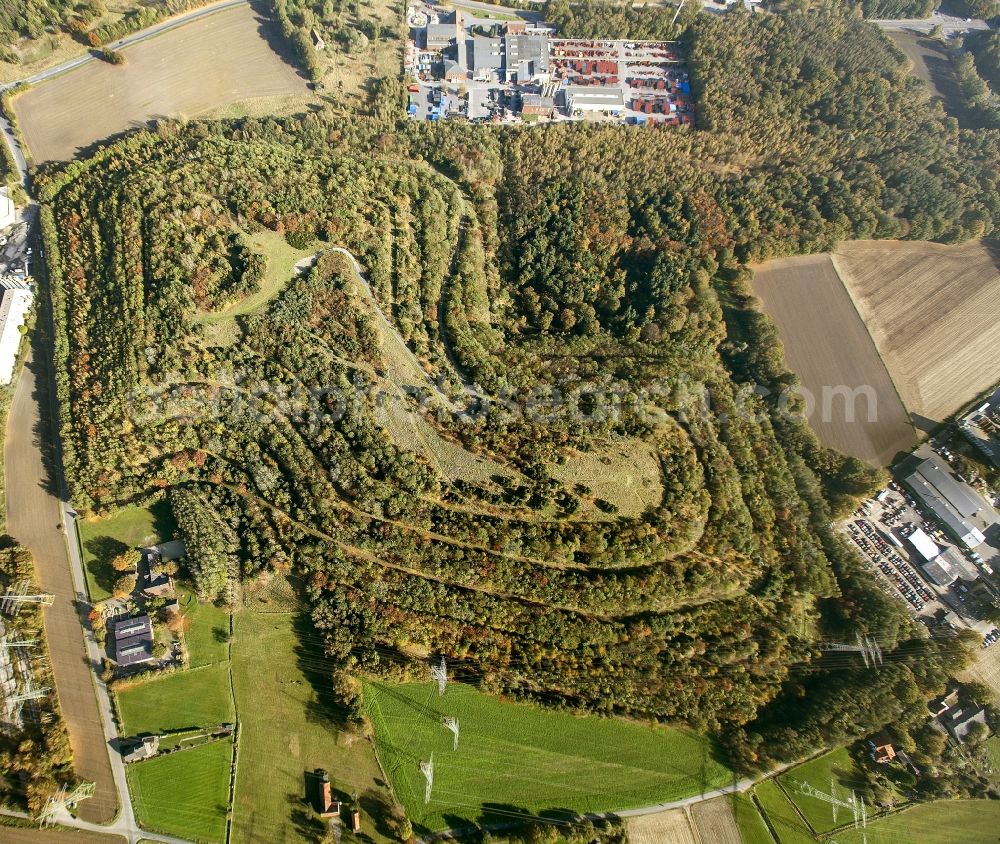 Aerial image Marl - Wooded stockpile in Marl in North Rhine-Westphalia