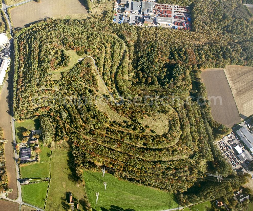 Aerial photograph Marl - Wooded stockpile in Marl in North Rhine-Westphalia