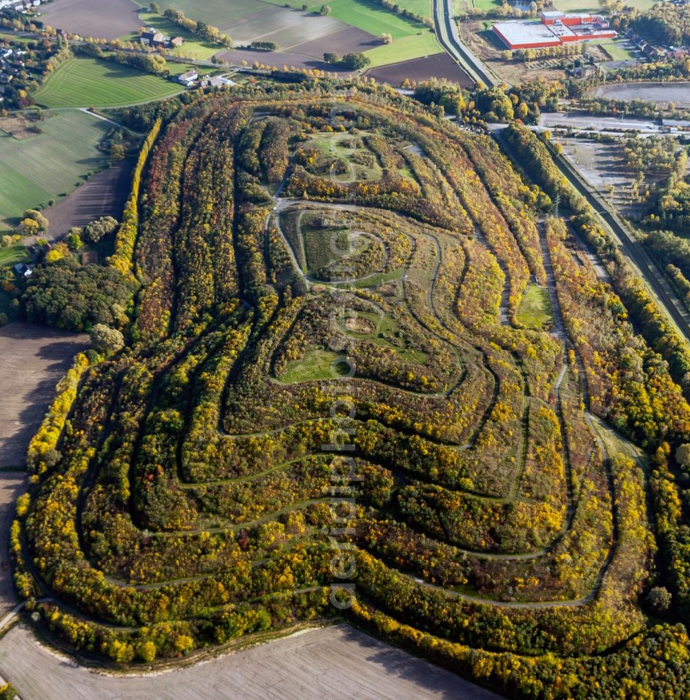 Aerial photograph Hamm - Wooded stockpile in Hamm in North Rhine-Westphalia