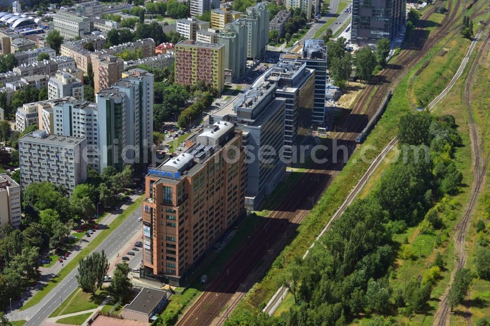 Aerial photograph Warschau Ochota - Office and Commercial Building Nimbus , Equator und Brama Zachodnia operated by IMMOFINANZ AG in Mokotov district of Warsaw in Poland