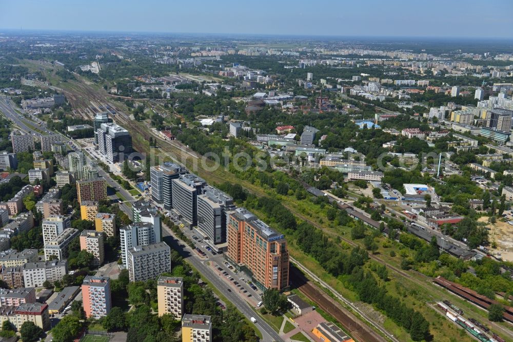 Aerial image Warschau Ochota - Office and Commercial Building Nimbus , Equator und Brama Zachodnia operated by IMMOFINANZ AG in Mokotov district of Warsaw in Poland