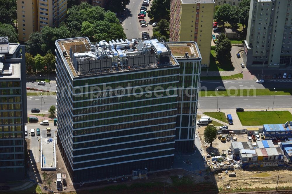 Aerial photograph Warschau Ochota - Office and Commercial Building Nimbus , Equator und Brama Zachodnia operated by IMMOFINANZ AG in Mokotov district of Warsaw in Poland