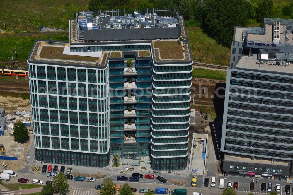 Warschau Ochota from above - Office and Commercial Building Nimbus , Equator und Brama Zachodnia operated by IMMOFINANZ AG in Mokotov district of Warsaw in Poland